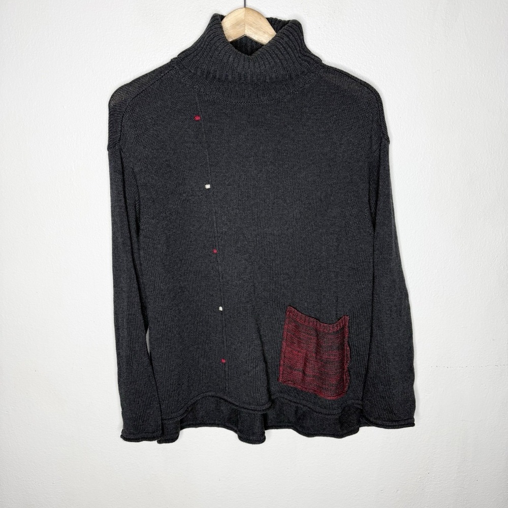 Habitat Color Pop Pocket Turtleneck Sweater Top Cotton Womens Small Cotton Knit